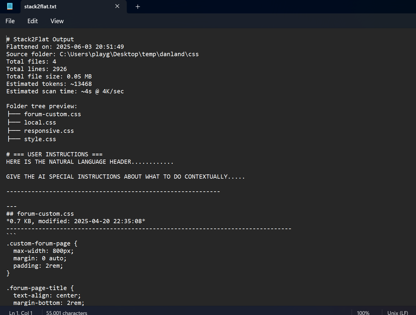 Flattened Output File